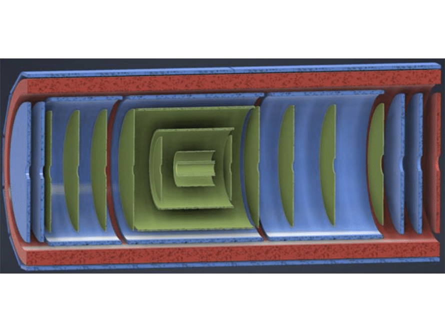 Illustration of a cross-section of the silicon vertex tracker (SVT) detector.