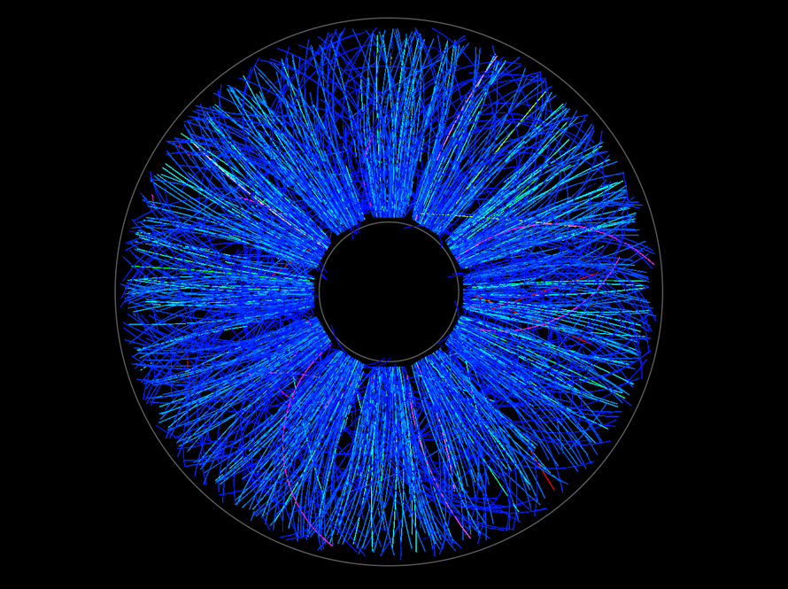 Gold ion collision snapshot in the STAR detector