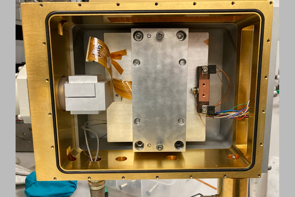 A large metal item with wires